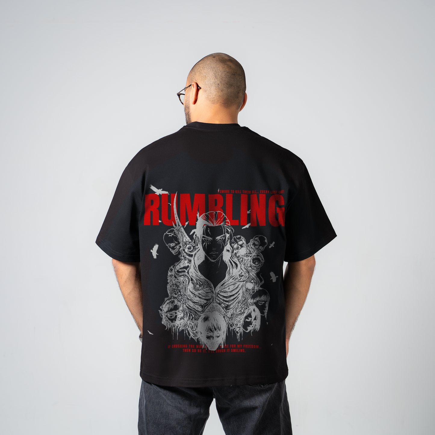 EREN BLACK OVERSIZE T-SHIRT - ATTACK ON TITAN