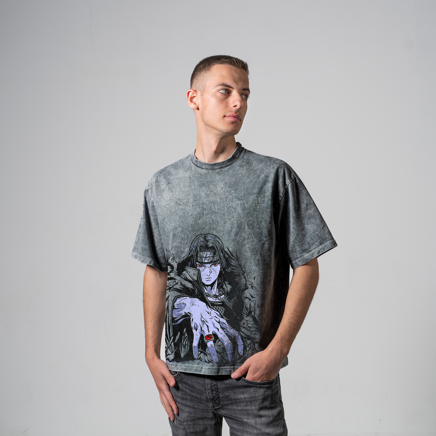 ITACHI GRAY OVERSIZE T-SHIRT - NARUTO